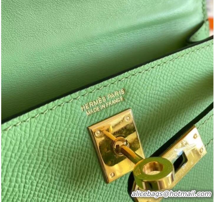 Good Price Hermes Kelly 19cm Shoulder Bags Epsom Leather KL19 Gold hardware Avocado Green