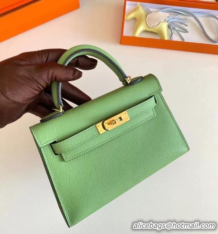 Good Price Hermes Kelly 19cm Shoulder Bags Epsom Leather KL19 Gold hardware Avocado Green