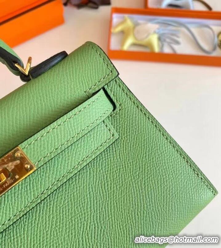 Good Price Hermes Kelly 19cm Shoulder Bags Epsom Leather KL19 Gold hardware Avocado Green