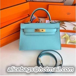 Well Crafted Hermes Kelly 19cm Shoulder Bags Epsom Leather KL19 Gold hardware sky blue