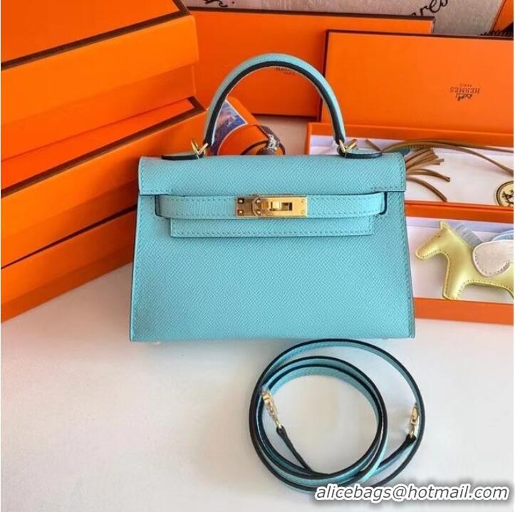 Well Crafted Hermes Kelly 19cm Shoulder Bags Epsom Leather KL19 Gold hardware sky blue