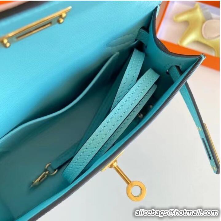 Well Crafted Hermes Kelly 19cm Shoulder Bags Epsom Leather KL19 Gold hardware sky blue