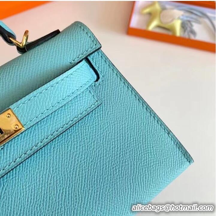 Well Crafted Hermes Kelly 19cm Shoulder Bags Epsom Leather KL19 Gold hardware sky blue