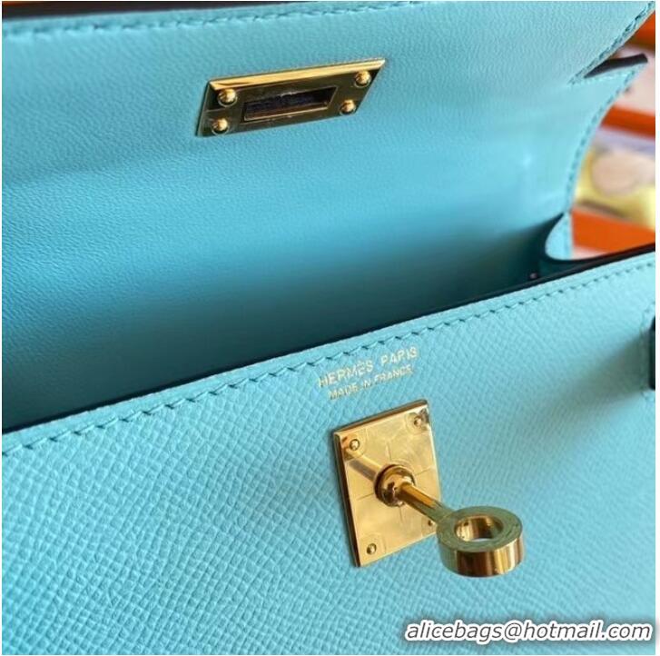 Well Crafted Hermes Kelly 19cm Shoulder Bags Epsom Leather KL19 Gold hardware sky blue