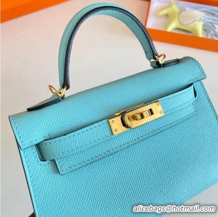 Well Crafted Hermes Kelly 19cm Shoulder Bags Epsom Leather KL19 Gold hardware sky blue