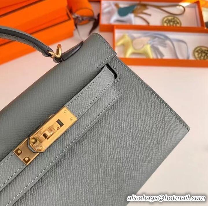 Cheapest Hermes Kelly 19cm Shoulder Bags Epsom Leather KL19 Gold hardware Almond green