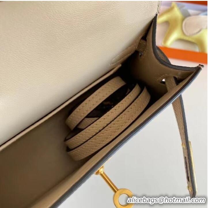 Unique Style Hermes Kelly 19cm Shoulder Bags Epsom Leather KL19 Gold hardware Pearl grey