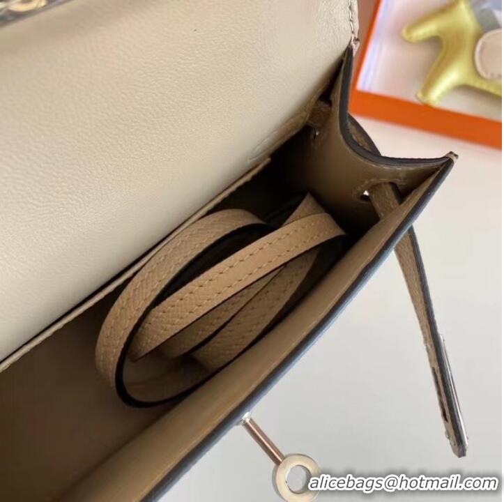 Luxury Classic Hermes Kelly 19cm Shoulder Bags Epsom Leather KL19 Silver hardware Pearl grey