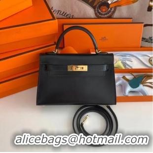 Cheapest Hermes Kelly 19cm Shoulder Bags box Leather KL19 Gold hardware black