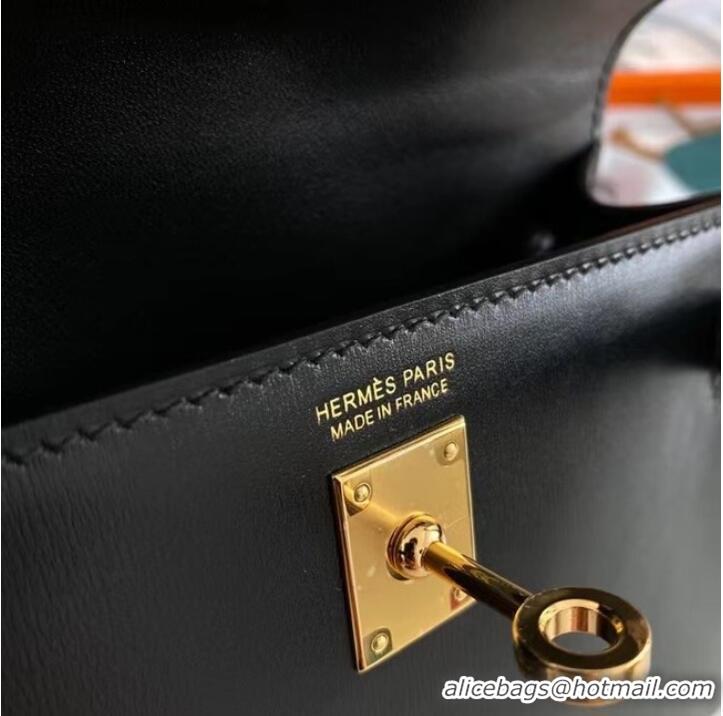 Cheapest Hermes Kelly 19cm Shoulder Bags box Leather KL19 Gold hardware black