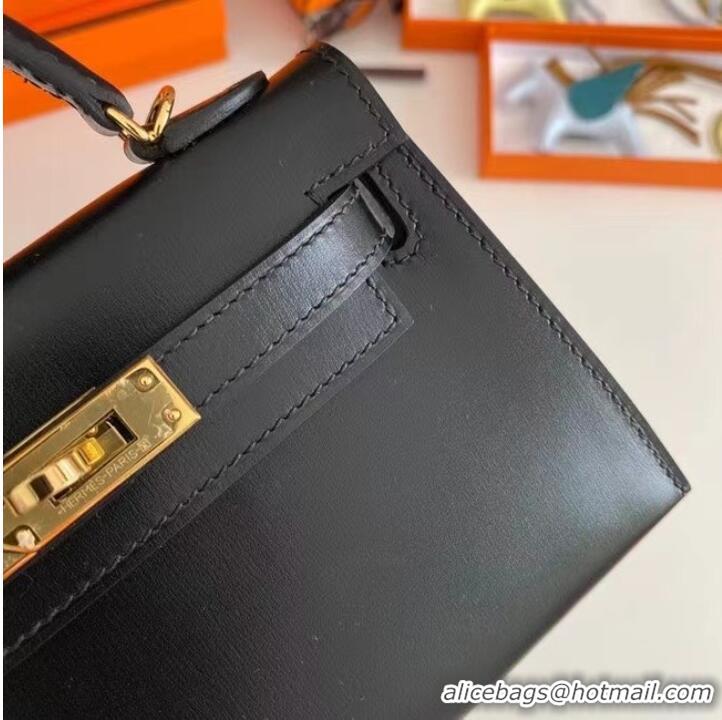 Cheapest Hermes Kelly 19cm Shoulder Bags box Leather KL19 Gold hardware black