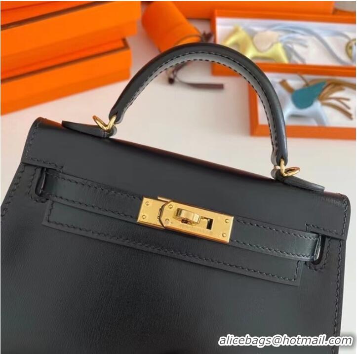 Cheapest Hermes Kelly 19cm Shoulder Bags box Leather KL19 Gold hardware black