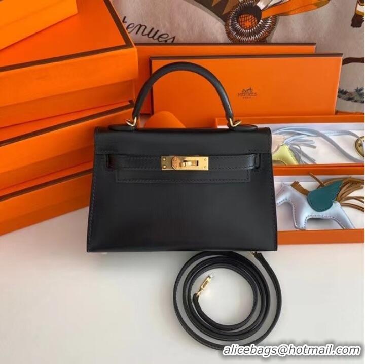 Cheapest Hermes Kelly 19cm Shoulder Bags box Leather KL19 Gold hardware black