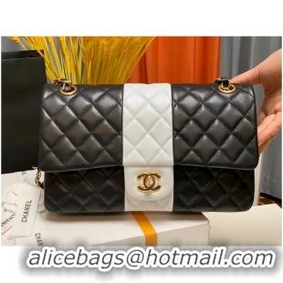 Market Sells Chanel CLASSIC HANDBAG Lambskin & Gold Metal A01112 Black & White