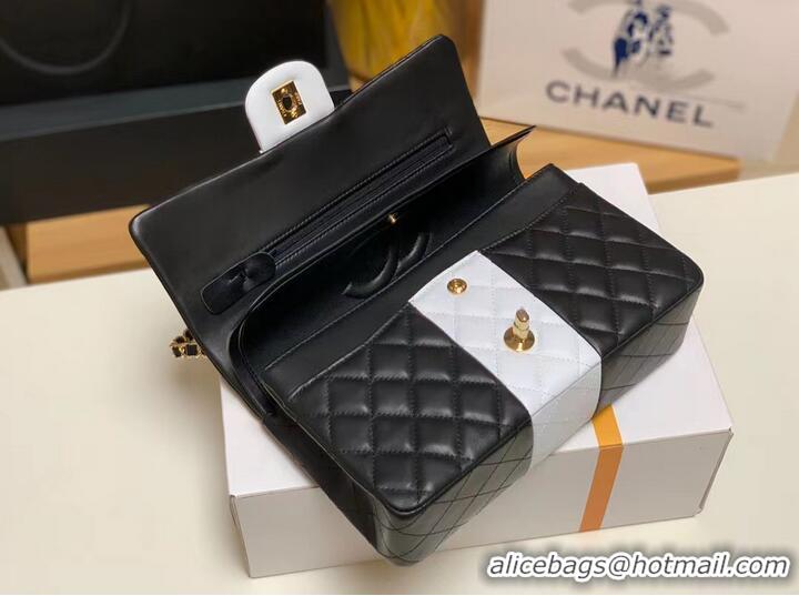 Market Sells Chanel CLASSIC HANDBAG Lambskin & Gold Metal A01112 Black & White