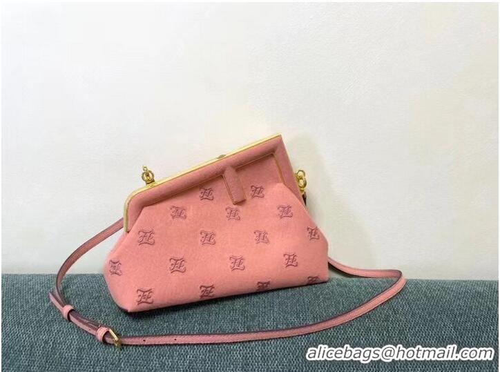 Promotional FENDI FIRST SMALL flannel bag with embroidery 8BP129A PINK