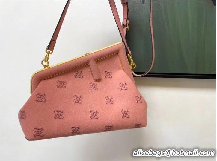 Promotional FENDI FIRST SMALL flannel bag with embroidery 8BP129A PINK