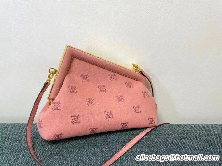 Promotional FENDI FIRST SMALL flannel bag with embroidery 8BP129A PINK