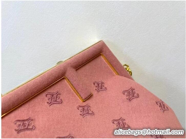 Promotional FENDI FIRST SMALL flannel bag with embroidery 8BP129A PINK