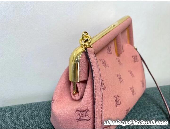 Promotional FENDI FIRST SMALL flannel bag with embroidery 8BP129A PINK