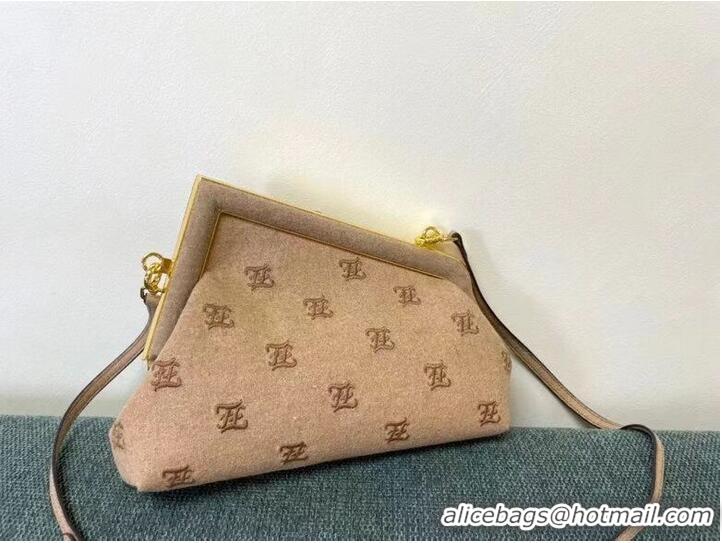 Buy Good FENDI FIRST SMALL flannel bag with embroidery 8BP129A Beige