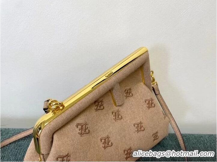 Buy Good FENDI FIRST SMALL flannel bag with embroidery 8BP129A Beige