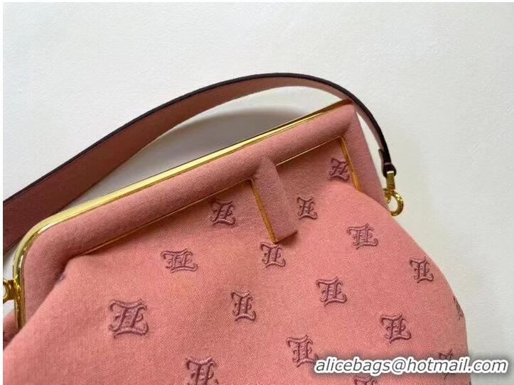 Top Quality FENDI FIRST MEDIUM flannel bag with embroidery 8BP127A PINK