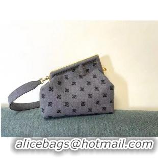 Buy Fashionable FENDI FIRST MEDIUM flannel bag with embroidery 8BP127A gray