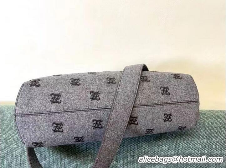 Buy Fashionable FENDI FIRST MEDIUM flannel bag with embroidery 8BP127A gray