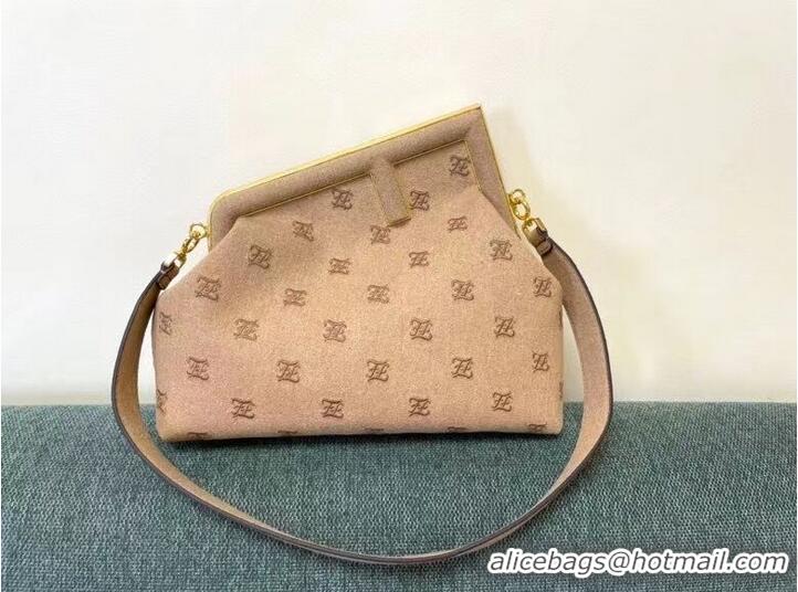 Market Sells FENDI FIRST MEDIUM flannel bag with embroidery 8BP127A Beige