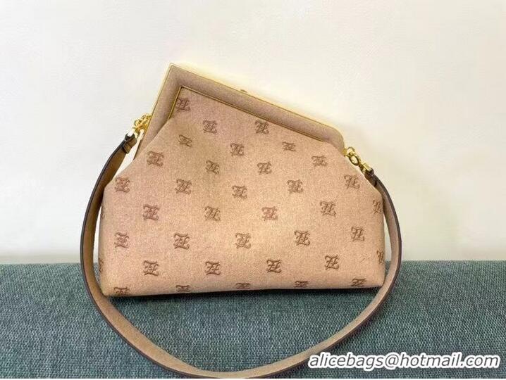 Market Sells FENDI FIRST MEDIUM flannel bag with embroidery 8BP127A Beige