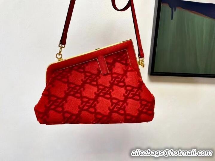 Spot Bulk FENDI FIRST small suede bag 8BP129A red