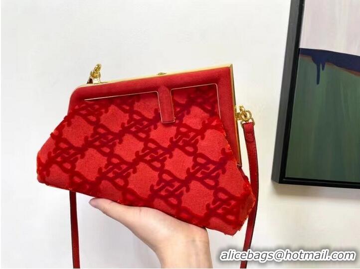 Spot Bulk FENDI FIRST small suede bag 8BP129A red