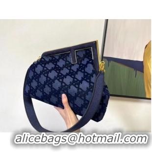 Unique Discount FENDI FIRST MEDIUM suede bag 8BP127A dark blue