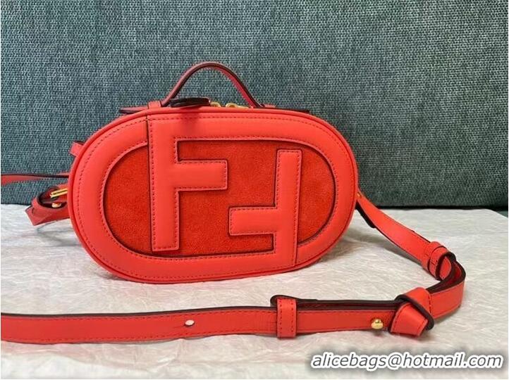 Super Quality FENDI MINI CAMERA CASE leather and suede mini-bag 8BS058AH red