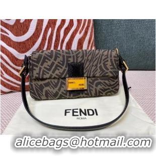 Famous Brand FENDI BAGUETTE fabric bag FM0871 Brown