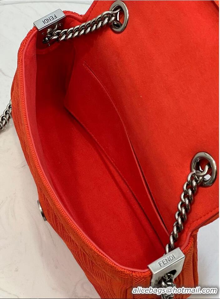 Famous Brand FENDI MIDI BAGUETTE CHAIN FF fabric bag 8BR793 Red