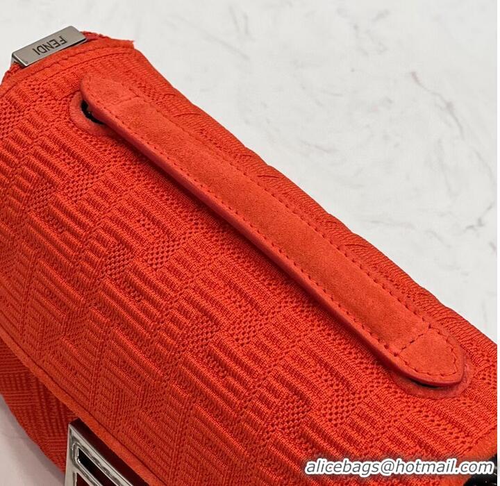 Famous Brand FENDI MIDI BAGUETTE CHAIN FF fabric bag 8BR793 Red