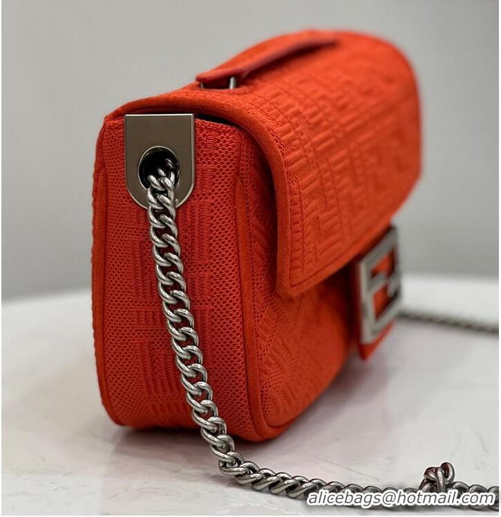 Famous Brand FENDI MIDI BAGUETTE CHAIN FF fabric bag 8BR793 Red