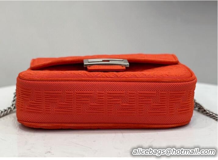 Famous Brand FENDI MIDI BAGUETTE CHAIN FF fabric bag 8BR793 Red