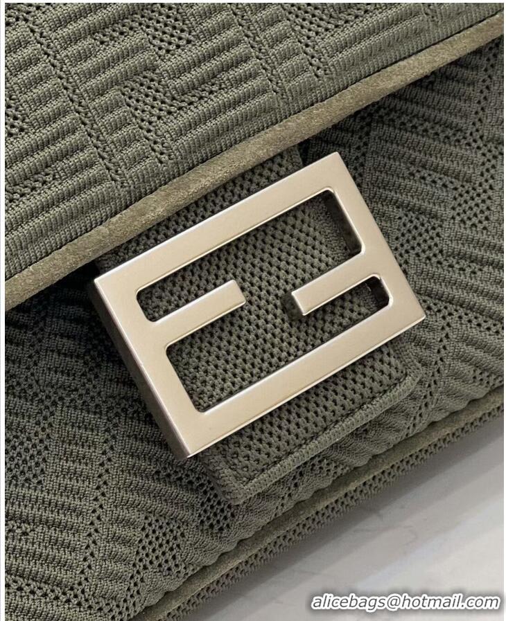 Purchase Grade FENDI MIDI BAGUETTE CHAIN FF fabric bag 8BR793 Green