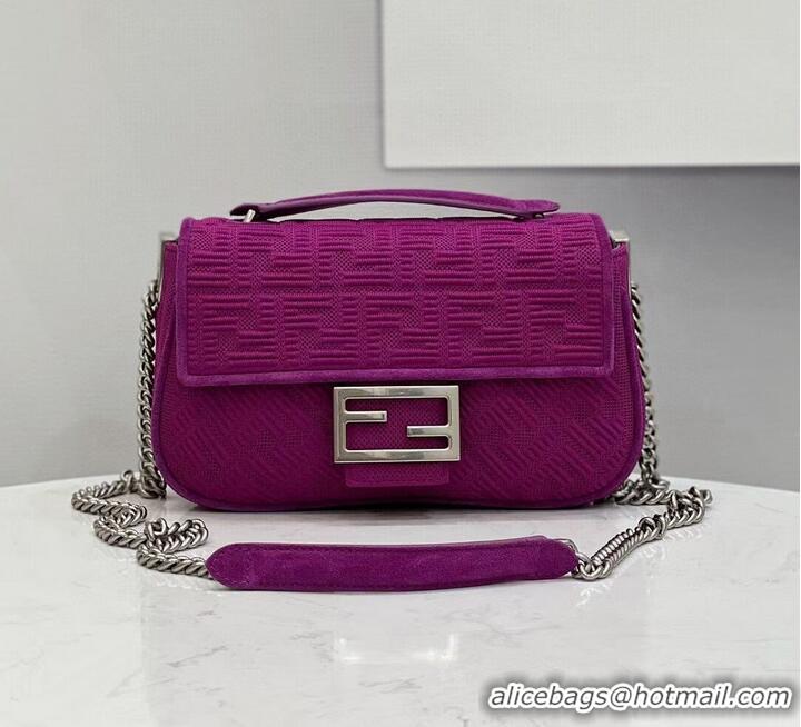 Buy Discount FENDI MIDI BAGUETTE CHAIN FF fabric bag 8BR793 Purple