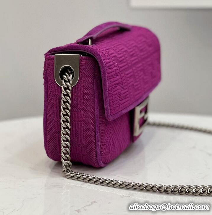 Buy Discount FENDI MIDI BAGUETTE CHAIN FF fabric bag 8BR793 Purple