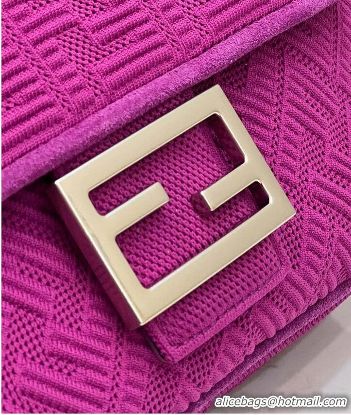 Buy Discount FENDI MIDI BAGUETTE CHAIN FF fabric bag 8BR793 Purple