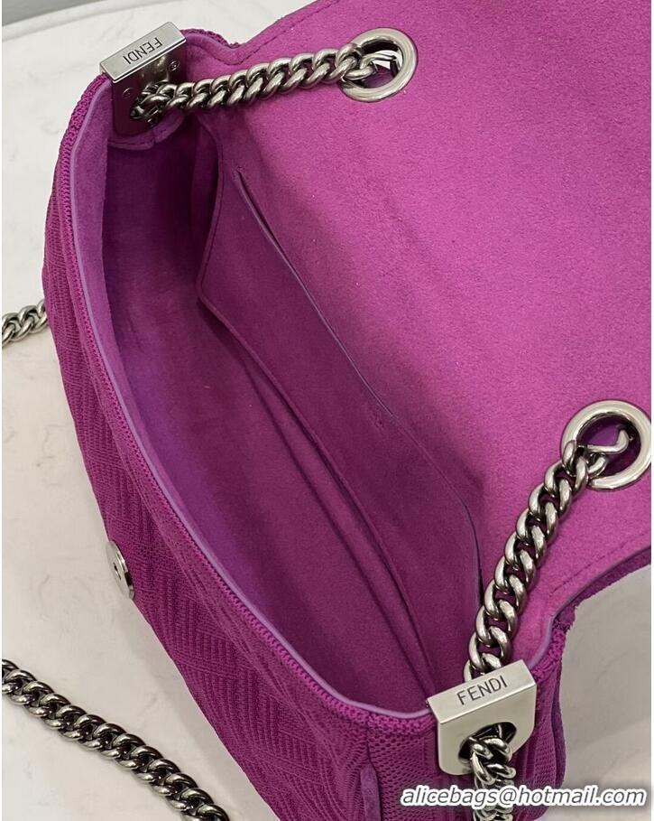 Buy Discount FENDI MIDI BAGUETTE CHAIN FF fabric bag 8BR793 Purple