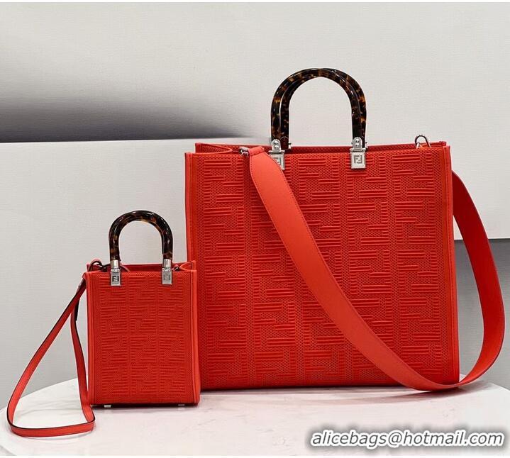 New Style FENDI SUNSHINE MEDIUM FF fabric shopper 8BH386A Red