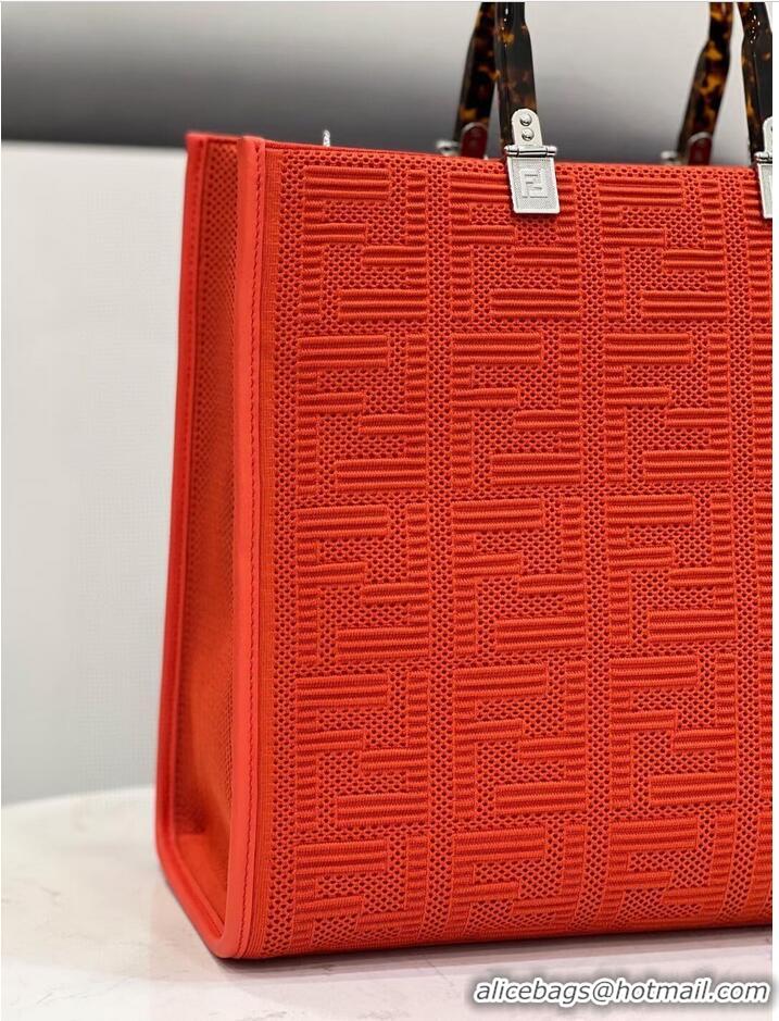 New Style FENDI SUNSHINE MEDIUM FF fabric shopper 8BH386A Red