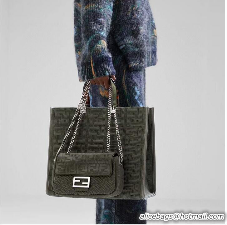 Most Popular FENDI SUNSHINE MEDIUM FF fabric shopper 8BH386A green