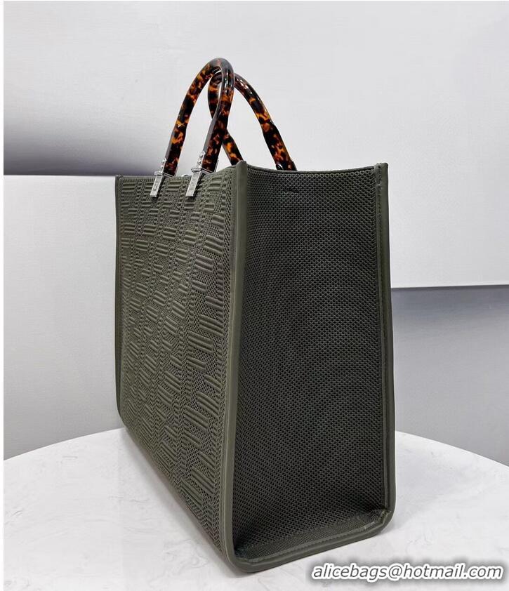 Most Popular FENDI SUNSHINE MEDIUM FF fabric shopper 8BH386A green