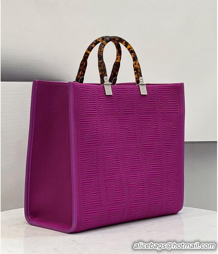 New Fashion FENDI SUNSHINE MEDIUM FF fabric shopper 8BH386A Purple